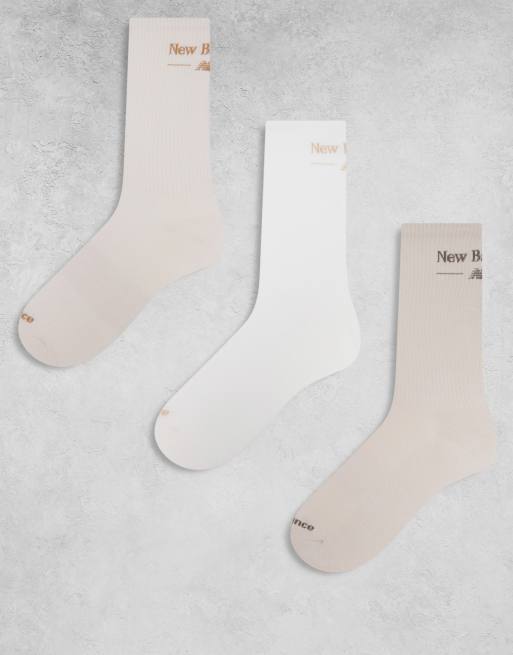 New Balance – Zestaw 3 par skarpetek do łydki w neutralnych kolorach z napisem z logo