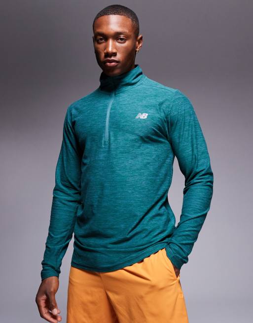 New Balance – Zielona bluza z zamkiem pod szyją