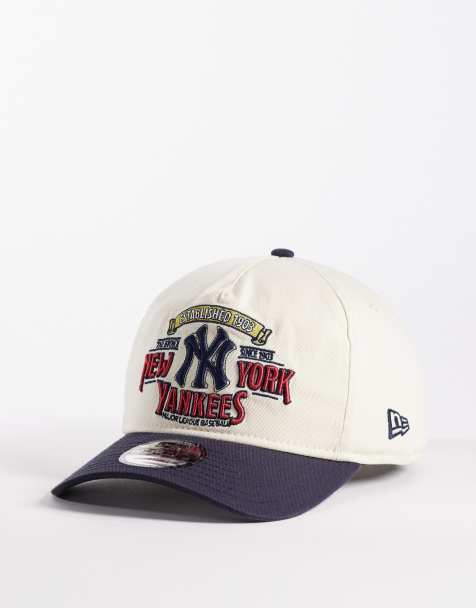 New Era 19twenty embroidered graphic cap with contrast peak in cream/navy - view 1