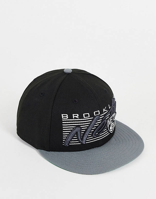 New Era - 9fifty brooklyn nets wordmark snapback cap in black