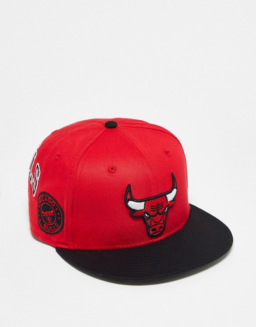 New Era 9Fifty Chicago Bulls all over patch cap in red