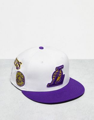 New Era 9Fifty LA Lakers all over patch cap in white - ASOS Price Checker