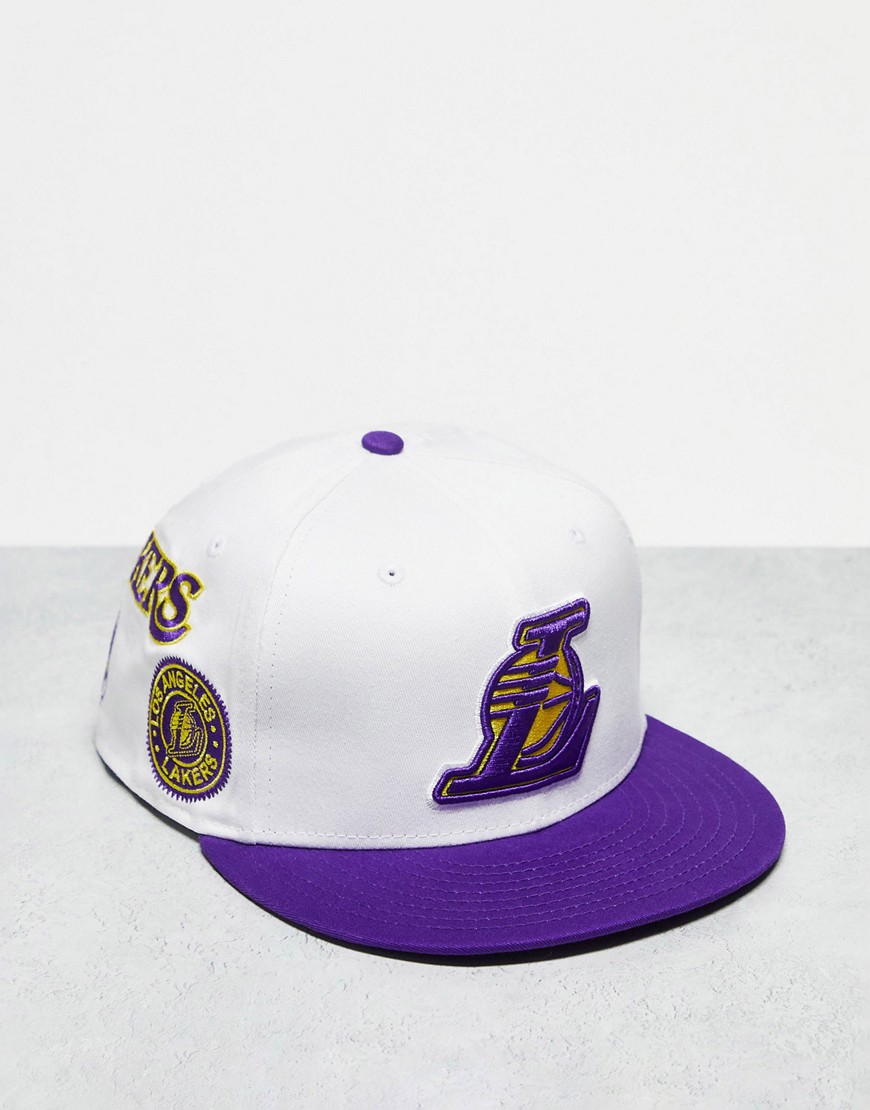New Era 9Fifty LA Lakers all over patch cap in white