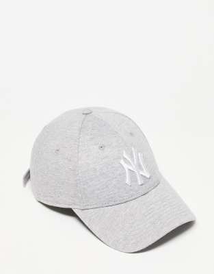 New Era - 9Forty - Casquette unisexe en jersey à motif NY blanc - Gris clair