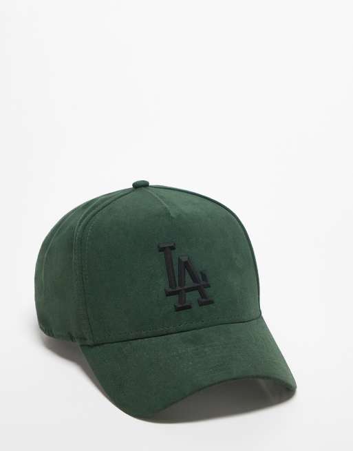 New Era – 9forty – Ciemnozielona zamszowa czapka z daszkiem z motywem LA Dodgers 