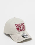 [New Era] New Era 9Forty elongated logo cap in cream-White No Size CREAM