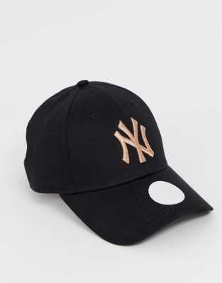 new era 9forty exclusive black cap with rose gold ny