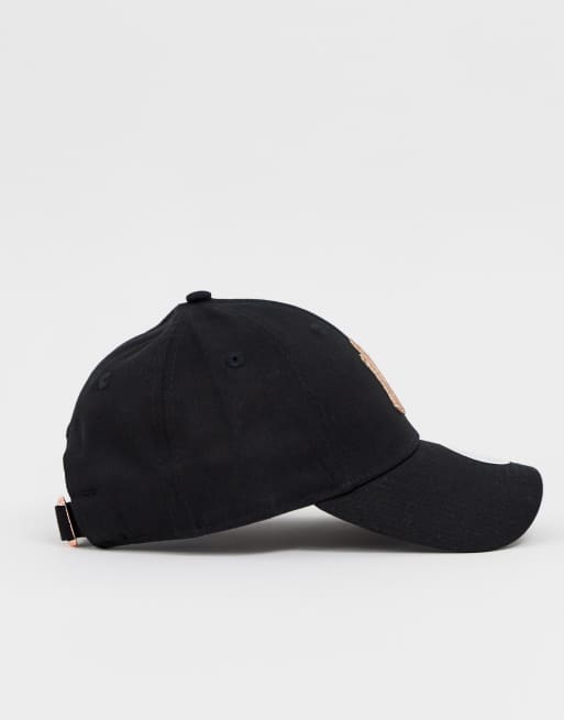 New era 9forty exclusive black hot sale cap with rose gold ny