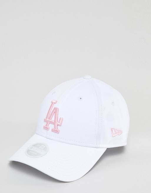 New Era 9forty Exclusive White Cap With Pink La Logo Asos