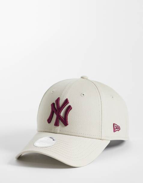 New Era - 9Forty - Gorra beis y burdeos para mujer con logo en contraste de los NY Yankees - view 1