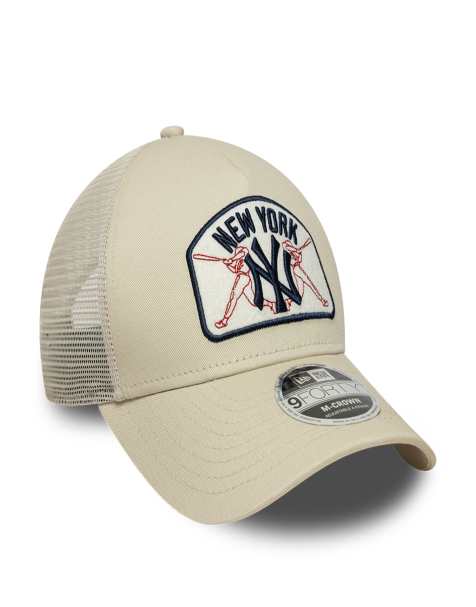New Era - 9Forty - Gorra de camionero color crema con parche del logo de los NY Yankees - view 1