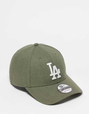 New Era - 9forty LA Dodgers - Kappe aus Leinen in Khaki-Blau