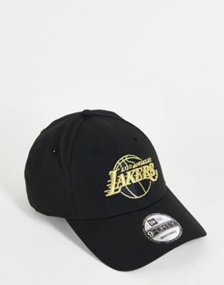New Era 9FORTY LA Lakers gold cap in black