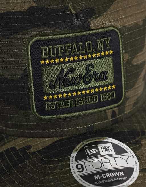 New Era 9forty logo patch camo print trucker cap in green multi, 2 of 3