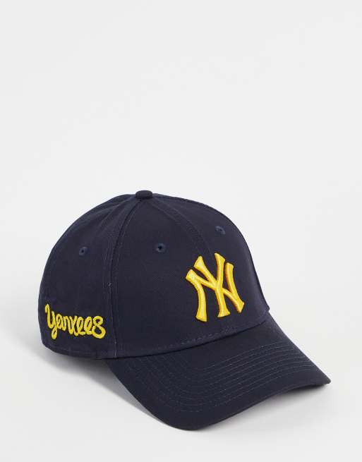 New Era - 9Forty New York Yankees - Cappellino nero con scritta color mostarda