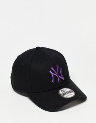 New Era 9forty NY unisex cap in navy with purple logo - ASOS Price Checker