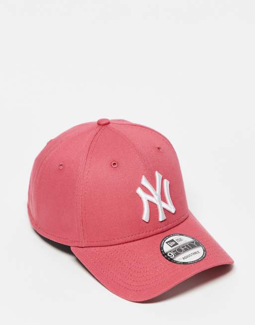 New Era 9forty NY cap in pink with white logo