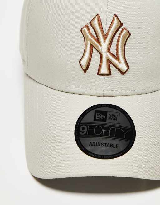 New Era 9Forty NY Yankees cap in off white with orange logo, 2 of 4