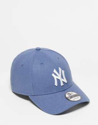 New Era - 9forty NY Yankees - Kappe aus Leinen in Blau-Grün