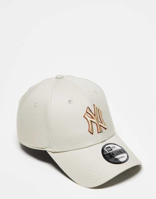 New Era – 9Forty NY Yankees – Kappe in gebrochenem Weiß mit orangefarbenem Logo