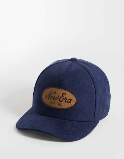 New Era 9forty script logo patch faux suede cap in navy - view 1