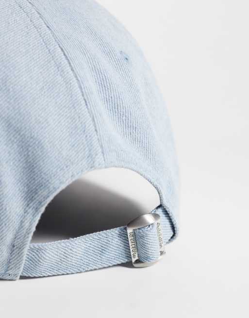 New Era 9forty slogan logo denim cap in light blue, 3 of 3