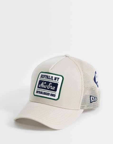 New Era – 9forty – Trucker-Kappe in Cremeweiß mit mehreren Aufnähern - view 1