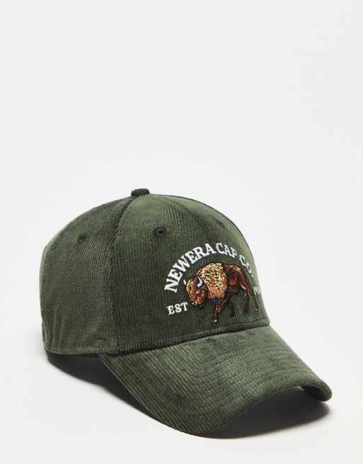 New Era – 9forty – Unisex-Kappe aus khaki Cord mit Bullenstickerei