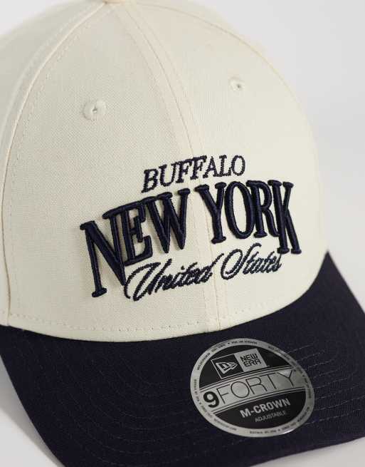New Era 9forty wordmark New York slogan contrast peak cap in neutral/navy , 2 of 3