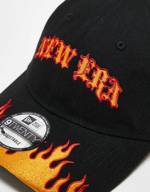 New Era - 9twenty - Cappellino nero con scritta del logo e fiamme, 2 di 3