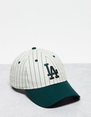 New Era 9Twenty LA Dodgers pinstripe unisex cap in green - ASOS Price Checker