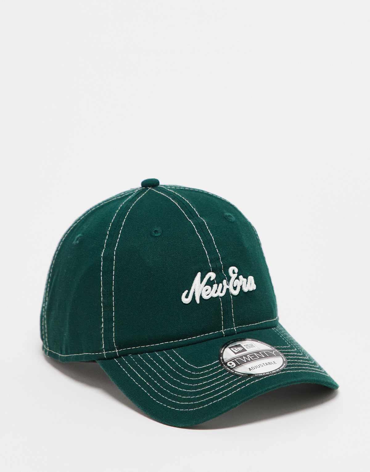 New Era 9twenty script logo unstructured cap in green