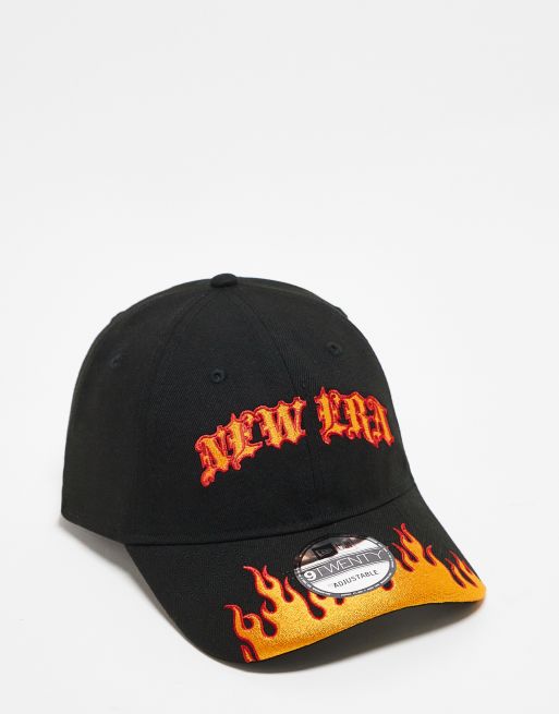 New Era - 9twenty - Sort kasket med flamme- og tekstlogo