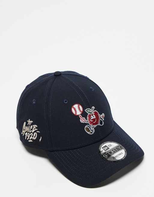 New Era apple logo 9forty cap in navy