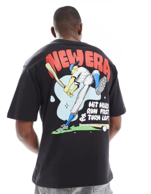 New Era New Era baseball graphic back print t-shirt in black