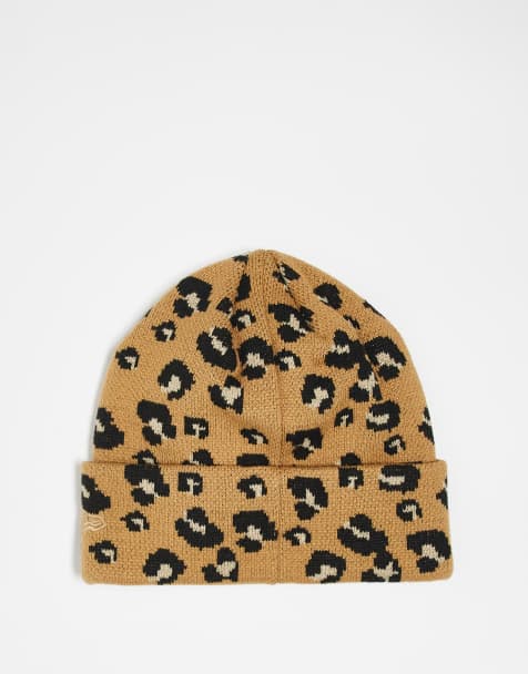 New Era - Beanie met brede rand en luipaardprint in beige - view 1