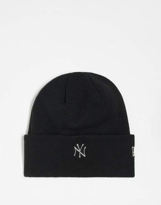 New Era - Beanie met omslag en geborduurd NY Yankees-logo van metallic garen in zwart 