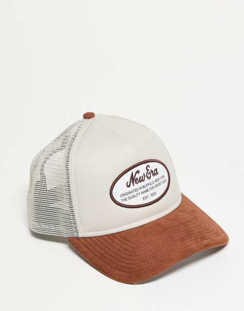 New Era - Beige/brun kasket med ovalt logomærke og kontrastfarvet skygge i velour - view 1