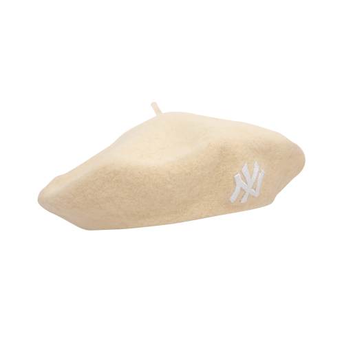 New Era – Beżowy wełniany beret z motywem NY Yankees