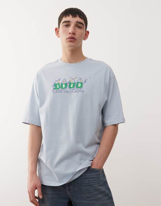 New Era - Blå oversized T-shirt med grafisk karakterprint på ryggen, 3 af 5