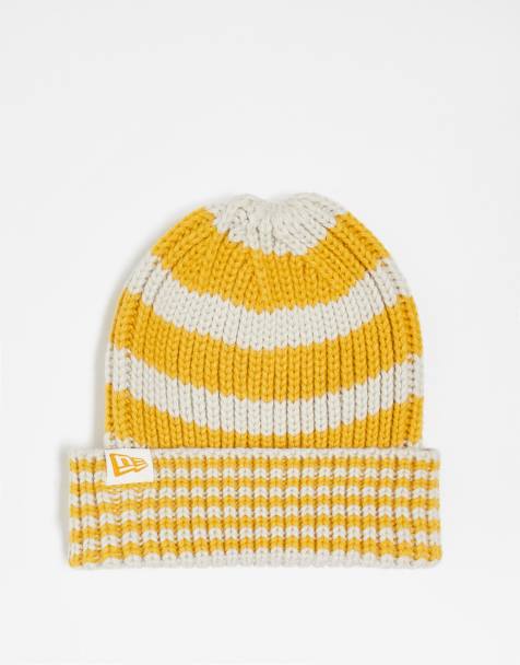 New Era - Bonnet en maille à rayures - Jaune - view 1