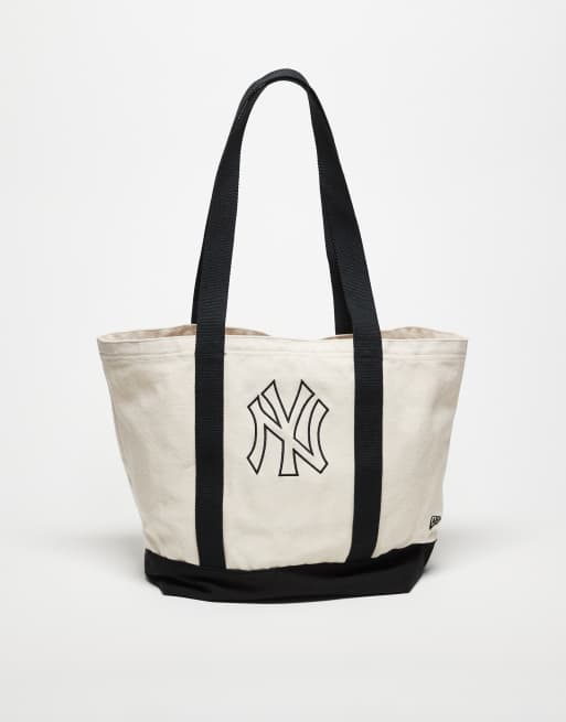 New Era - Borsa shopping in tela pesante color panna multicolore con logo dei New York Yankees