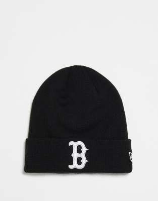 New Era Boston unisex beanie in black with white logo - ASOS Price Checker