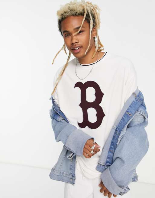 New Era – Boston Red Sox – Netzstoff-T-Shirt in gebrochenem Weiß mit Applikation, exklusiv bei ASOS