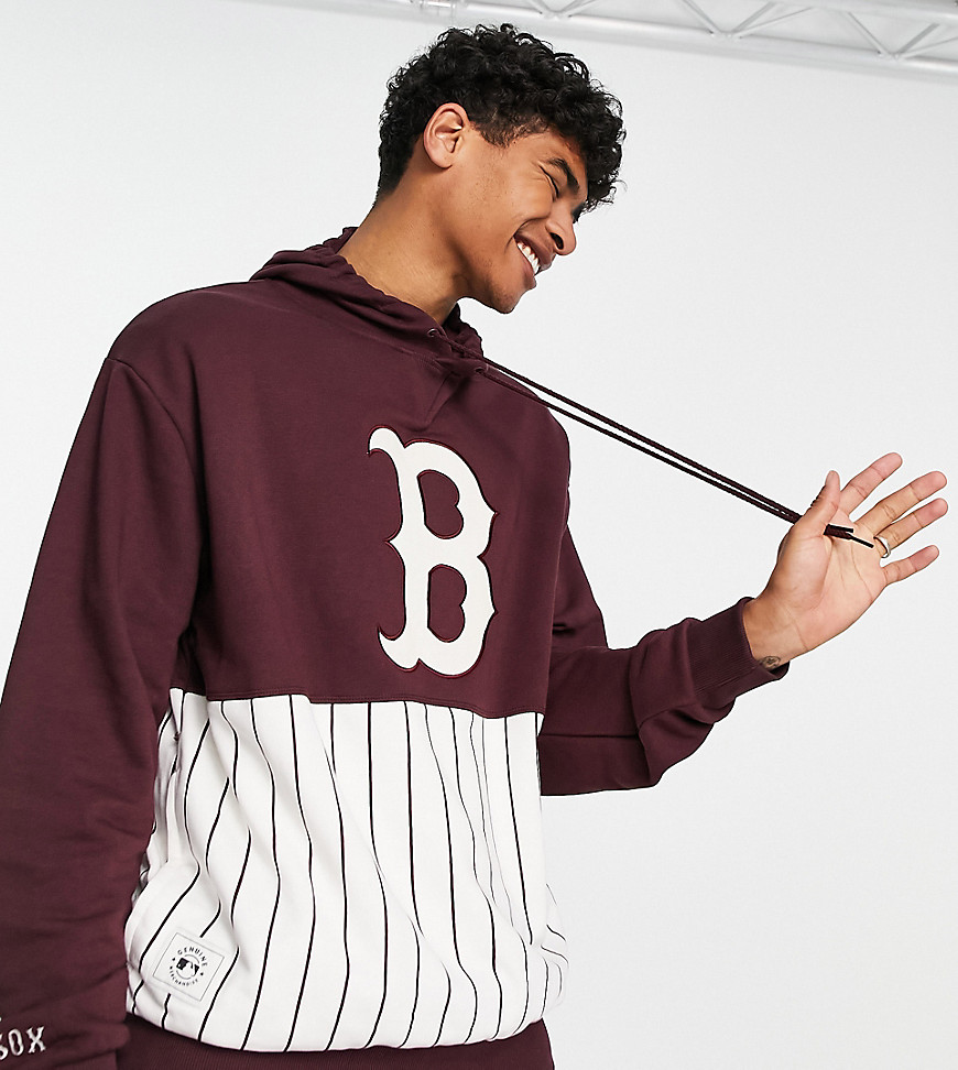 New Era Boston Red Sox pinstripe hoodie in burgundy exclusive to ASOS