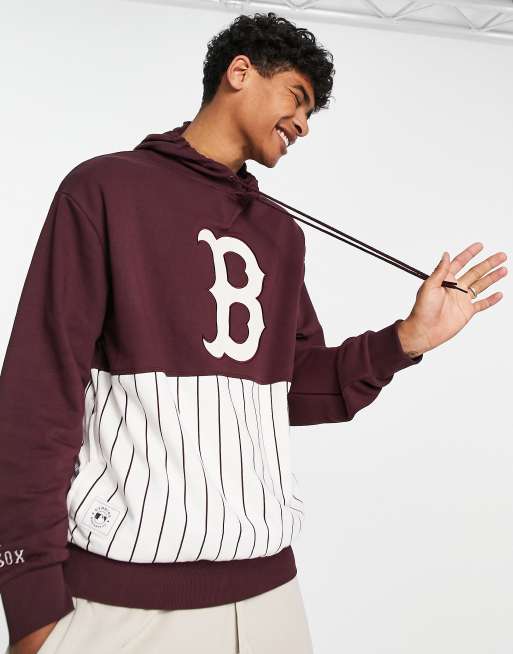 New Era Boston Red Sox pinstripe hoodie in burgundy exclusive to