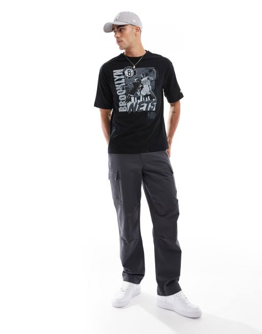New Era Brooklyn Nets graphic front t-shirt in black, 4 of 4