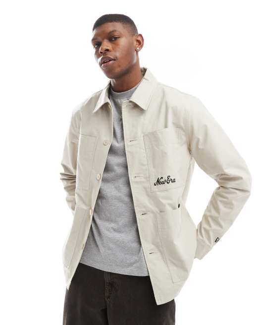New Era - Camicia giacca beige con dettaglio del logo