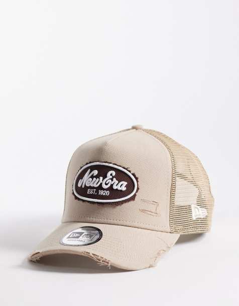 New Era - Cappellino trucker da donna in tela beige con toppa del logo - view 1