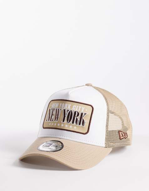 New Era - Casquette camionneur à écusson New York - Beige/blanc - view 1